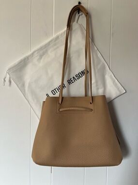 NWOT 8 Other Reasons Vegan Leather Slouchy Tan Bag Pebbled Drawstring Bucket New